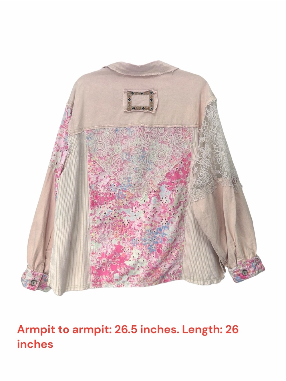POL Pink Patchwork Lace Button-Front Jacket - Picture 4 of 8